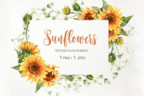 Download Watercolor Sunflower Border Frame PNG - Frame Collection