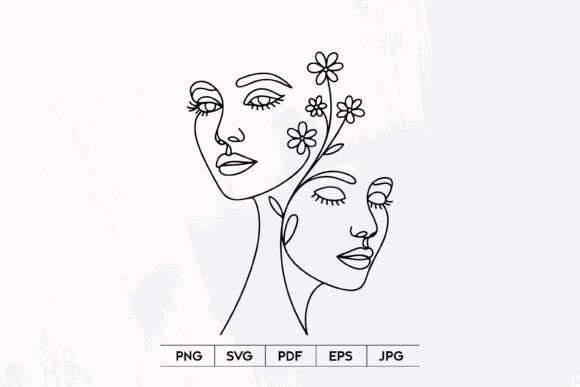 Download Abstract Twin Faces Line Art SVG - Abstract Collection