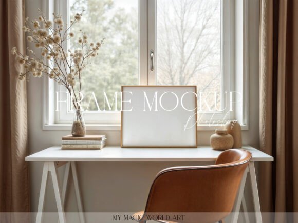 Download Light Mockup Horizontal Frame on Table - Frame Collection