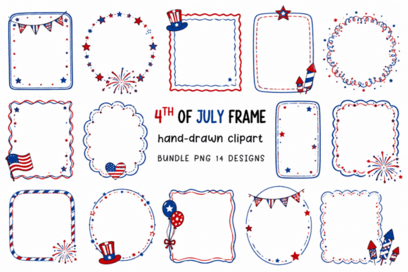 Download Hand-drawn 4th of July Frame Clipart Set - Premium Resources
