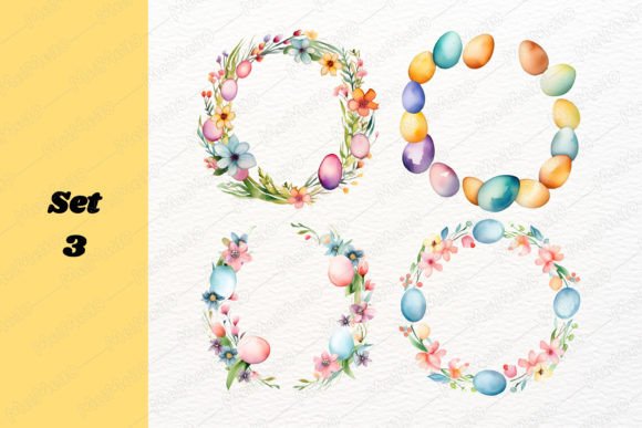 Download Watercolor Easter Egg Flower Frame Set - Frame Collection