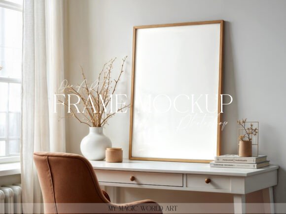 Download Light Mockup Frame on the Table - Frame Collection